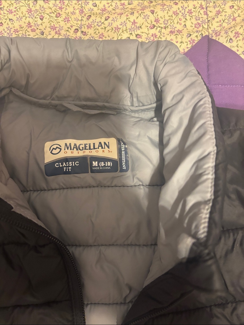 Magellan youth Black Puffer Jacket with Gray Lining - Picture 2 of 4